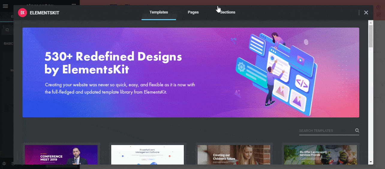 通過 ElementsKit 在 WordPress 中搜索和插入婚禮主頁一頁導航