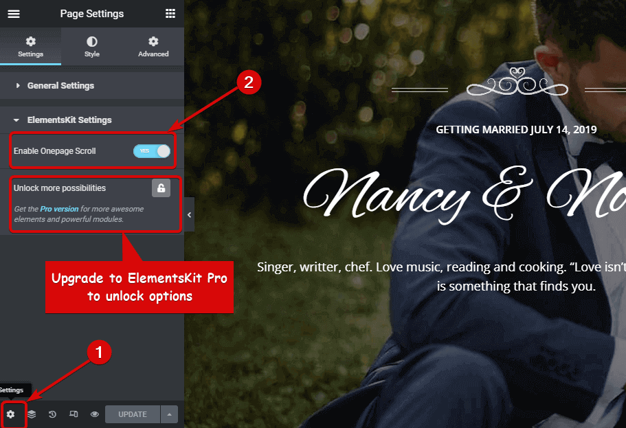 在 WordPress 中從設置 Elementor 一頁導航啟用單頁滾動