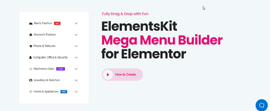 elementor 的超级菜单生成器