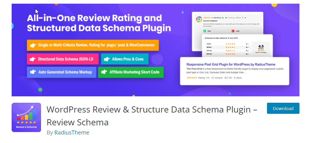 WordPress Review & Structure Data Schema 最佳評論插件 WordPress