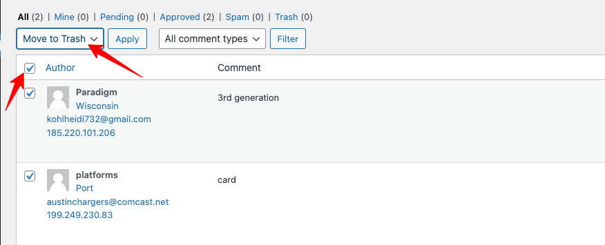刪除評論-wordpress