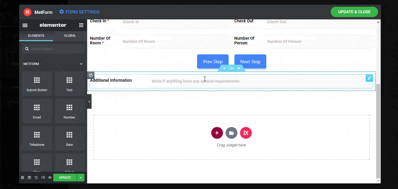多步驟表單 WordPress Metform 步驟 3