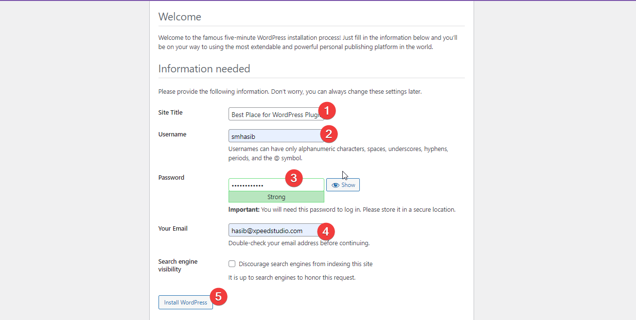 創建 localhost 服務器以安裝 wordpress