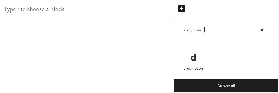 插入 Dailymotion 嵌入塊。
