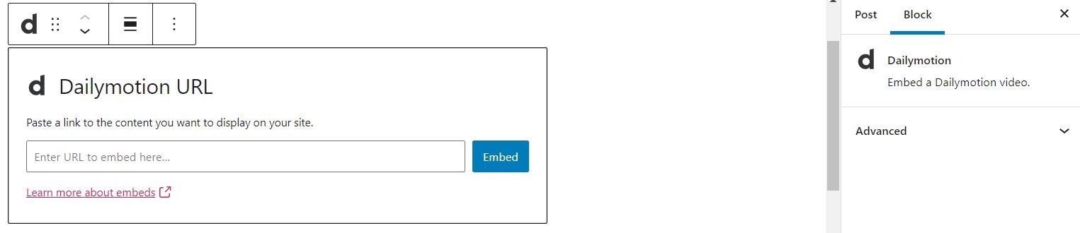 Dailymotion 嵌入塊。