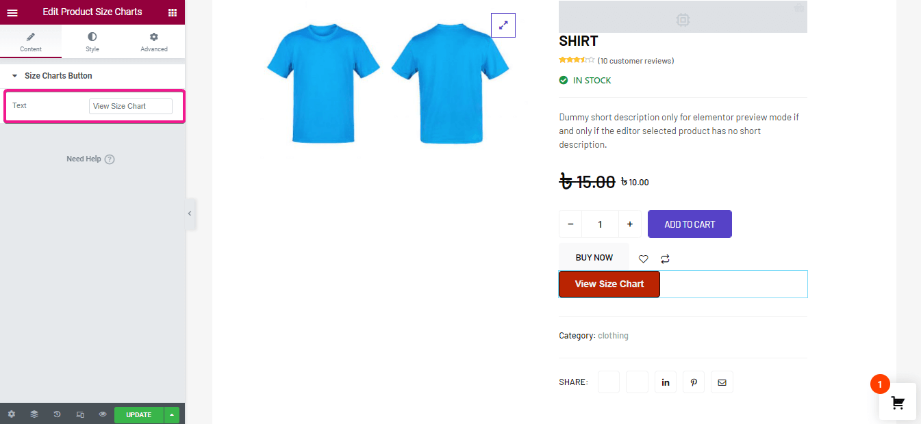 使用 ShopEngine 添加尺碼表