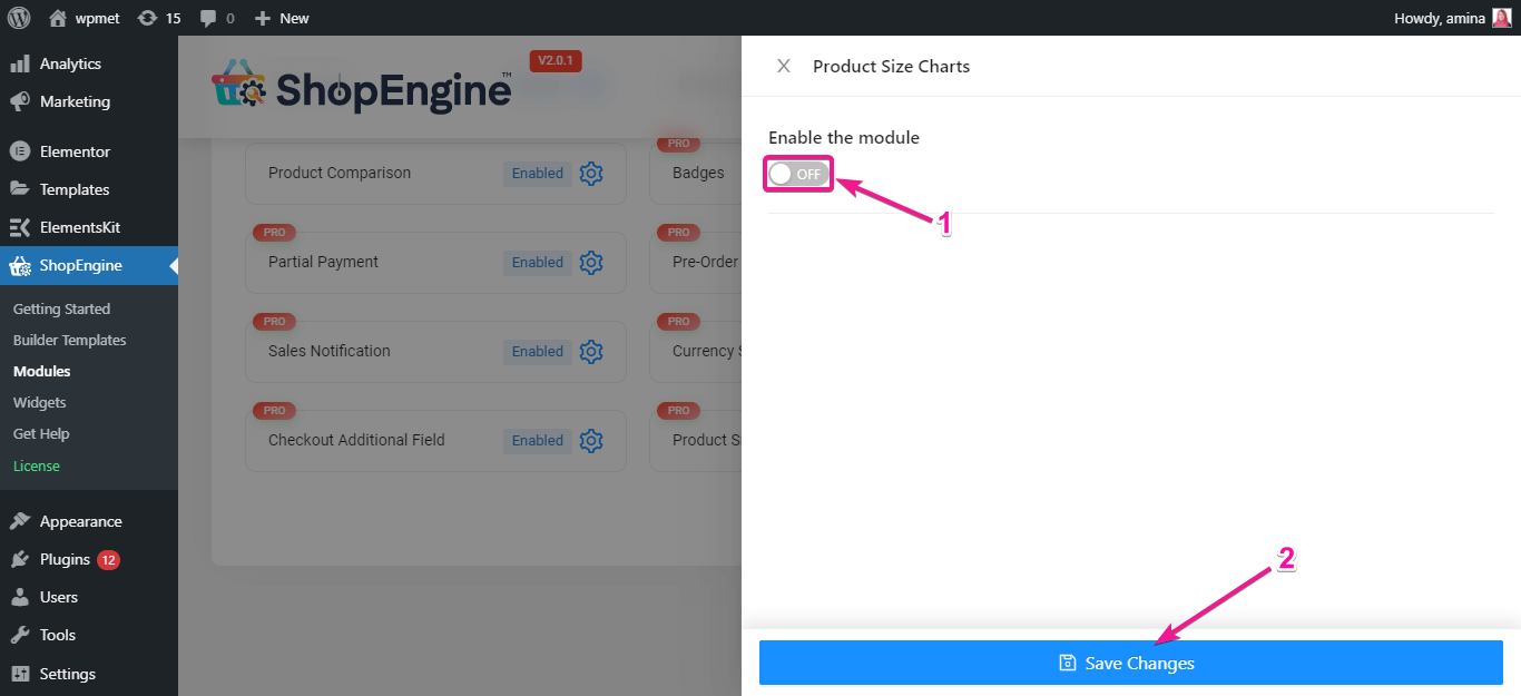 使用 SHopEngine 添加產品尺寸表
