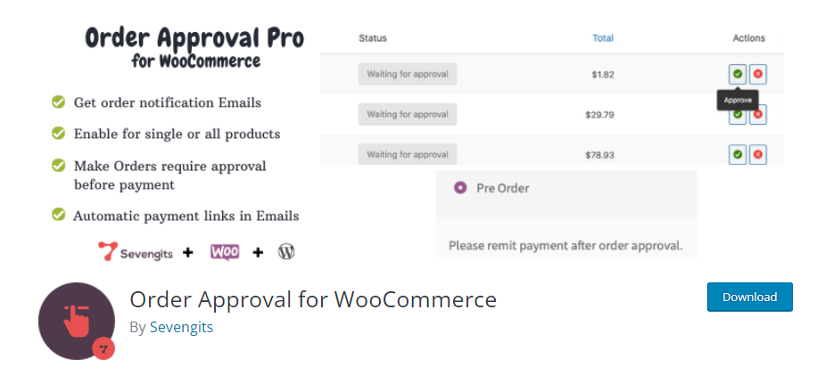 WooCommerce 的訂單批准 - WooCommerce 預購插件