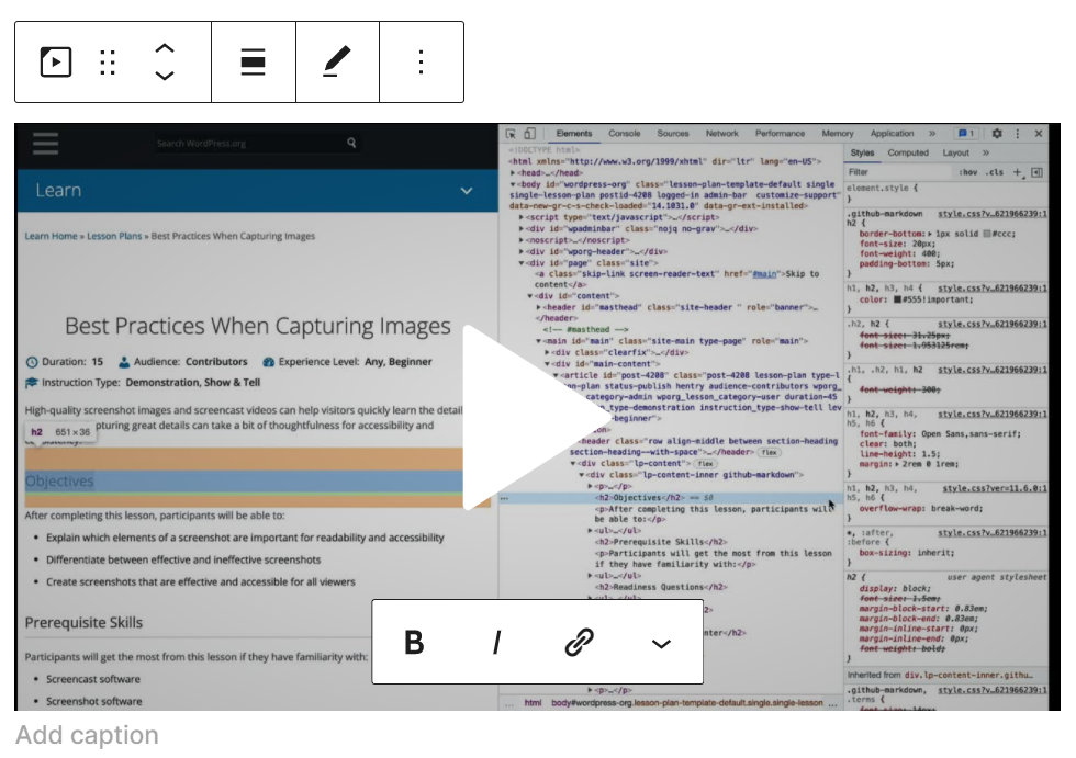 帶有 WordPress.tv 嵌入塊的嵌入視頻。