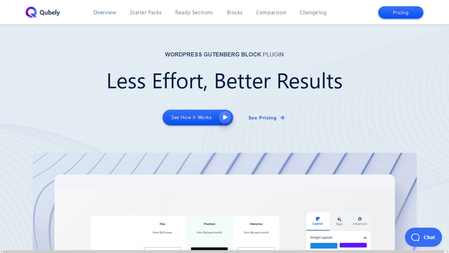 Complemento Gutenberg de Qubely WordPress