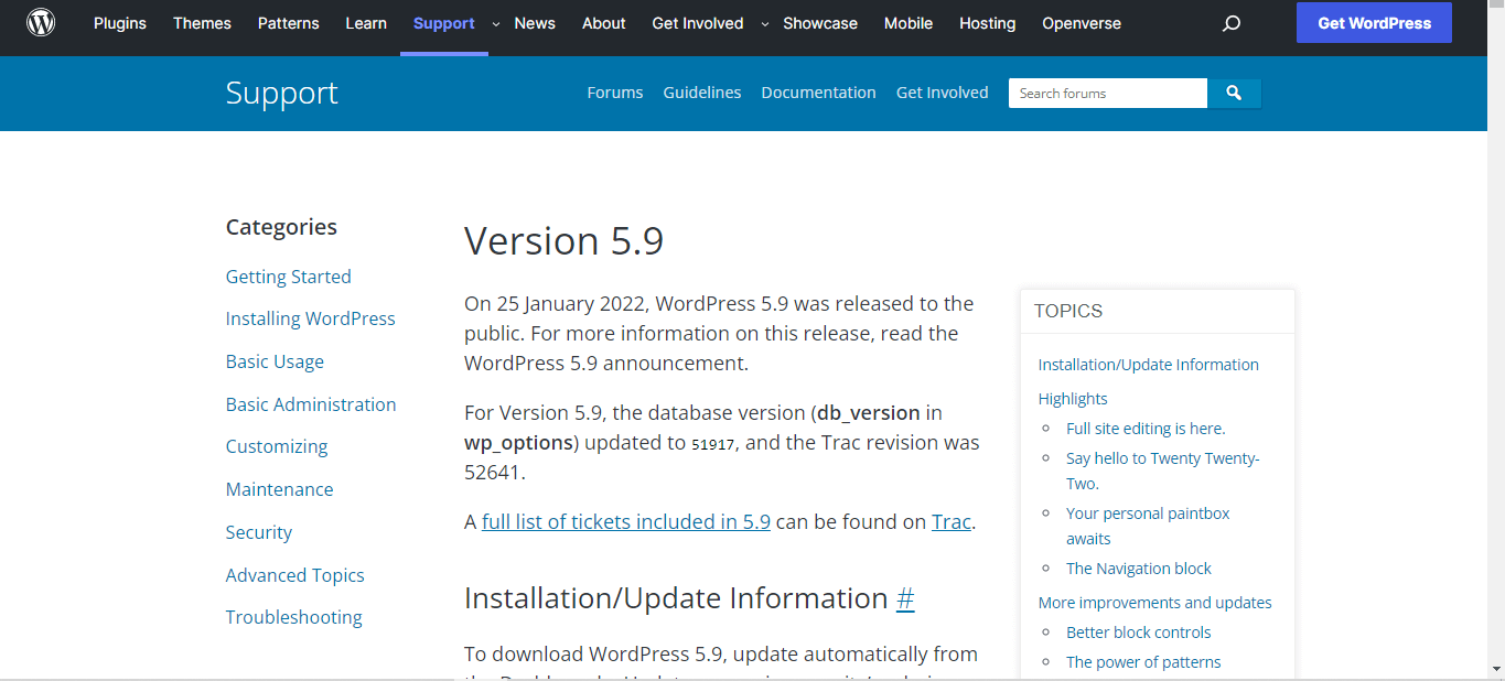 最新版本的 WordPress