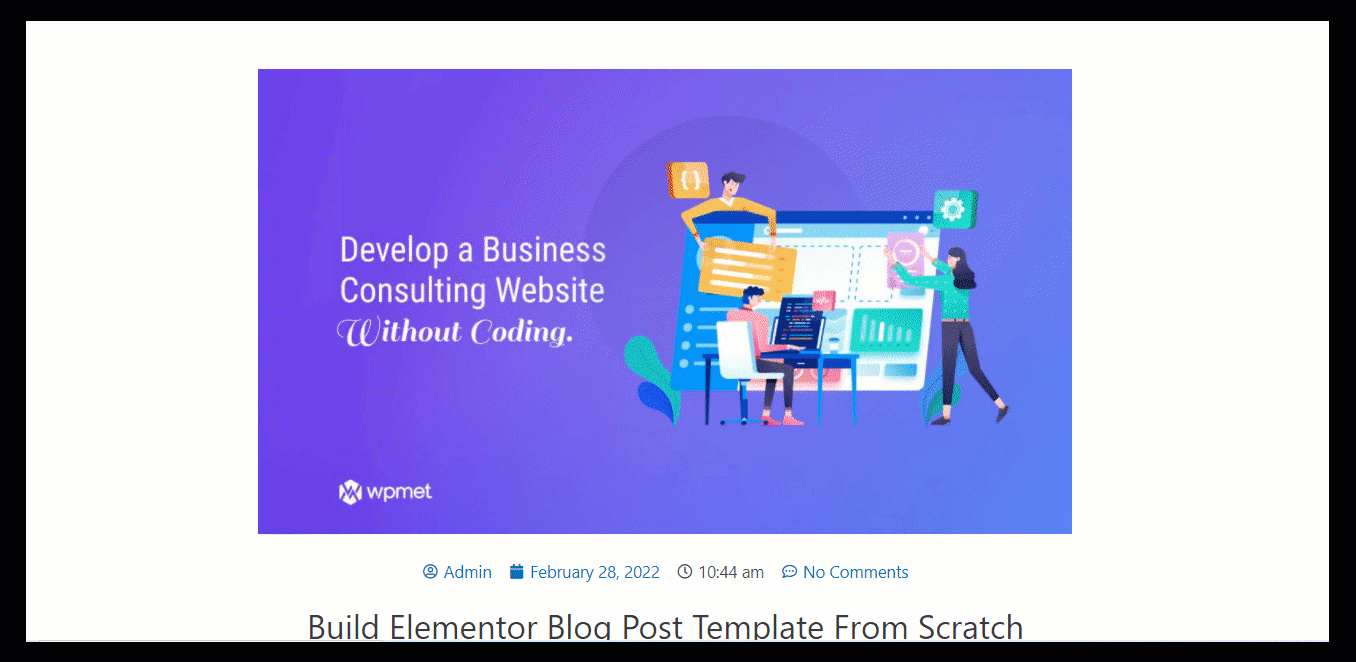 Visualizza in anteprima il modello di post del blog elementor personalizzato