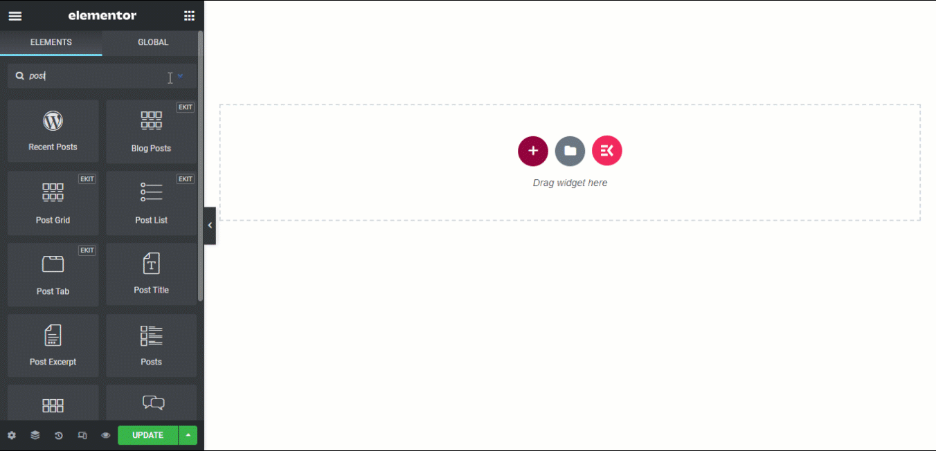 Impostazioni del widget della scheda Post pagina blog personalizzata elementor ultimi post
