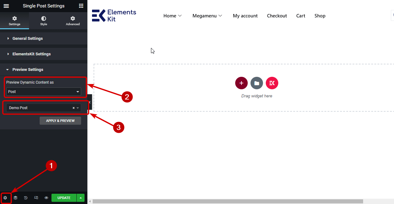 imposta il blog per visualizzare l'anteprima mentre crei un post del blog Elementor personalizzato