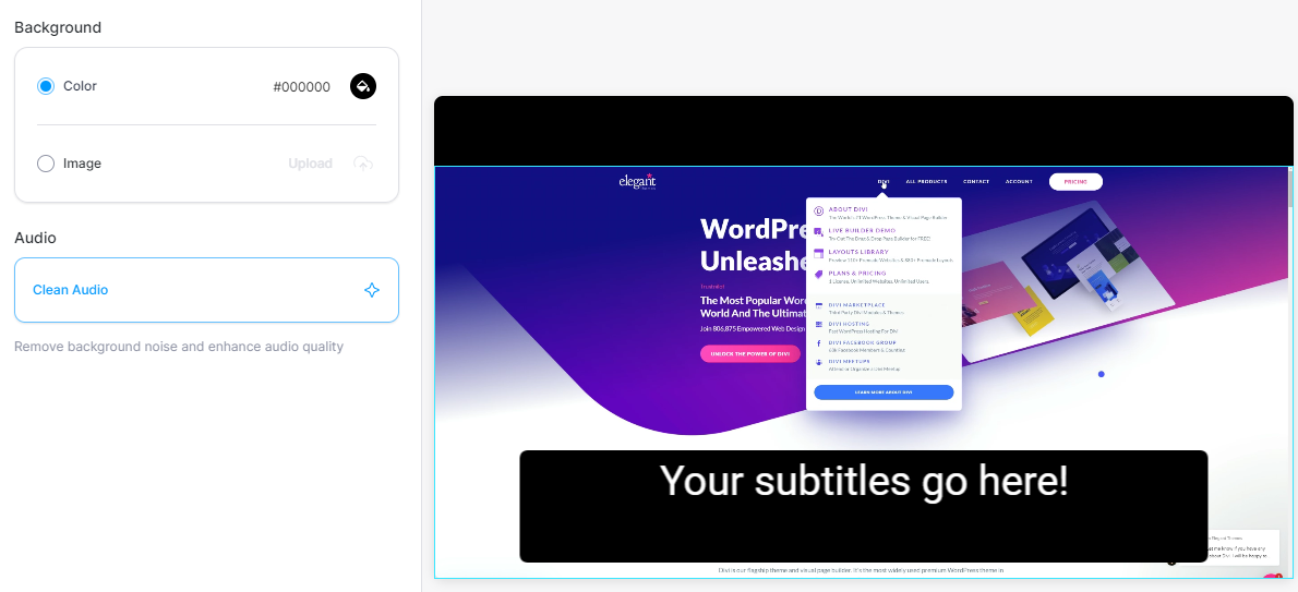 Membersihkan audio video dengan VEED.IO