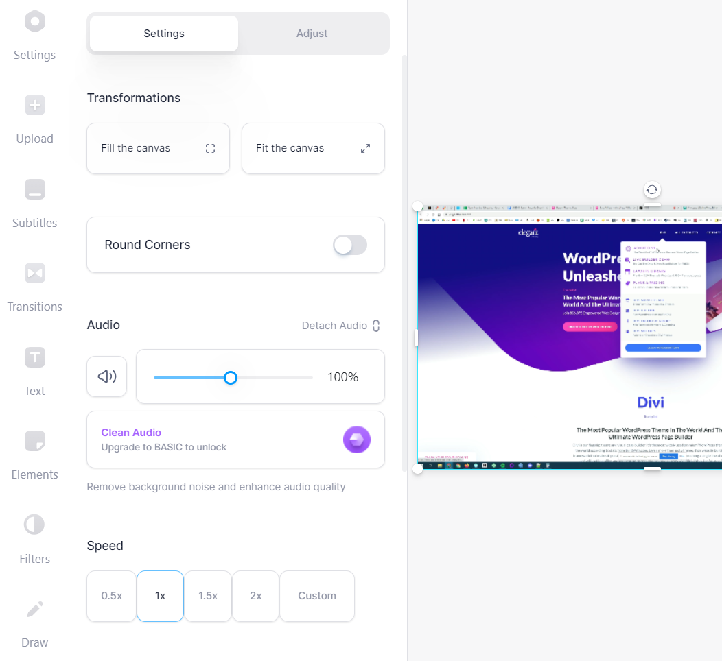 Menavigasi alat editor VEED.IO