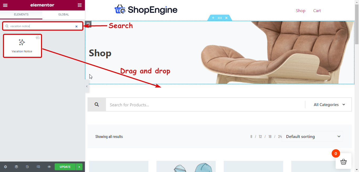 ShopEngine的拖放假期小部件