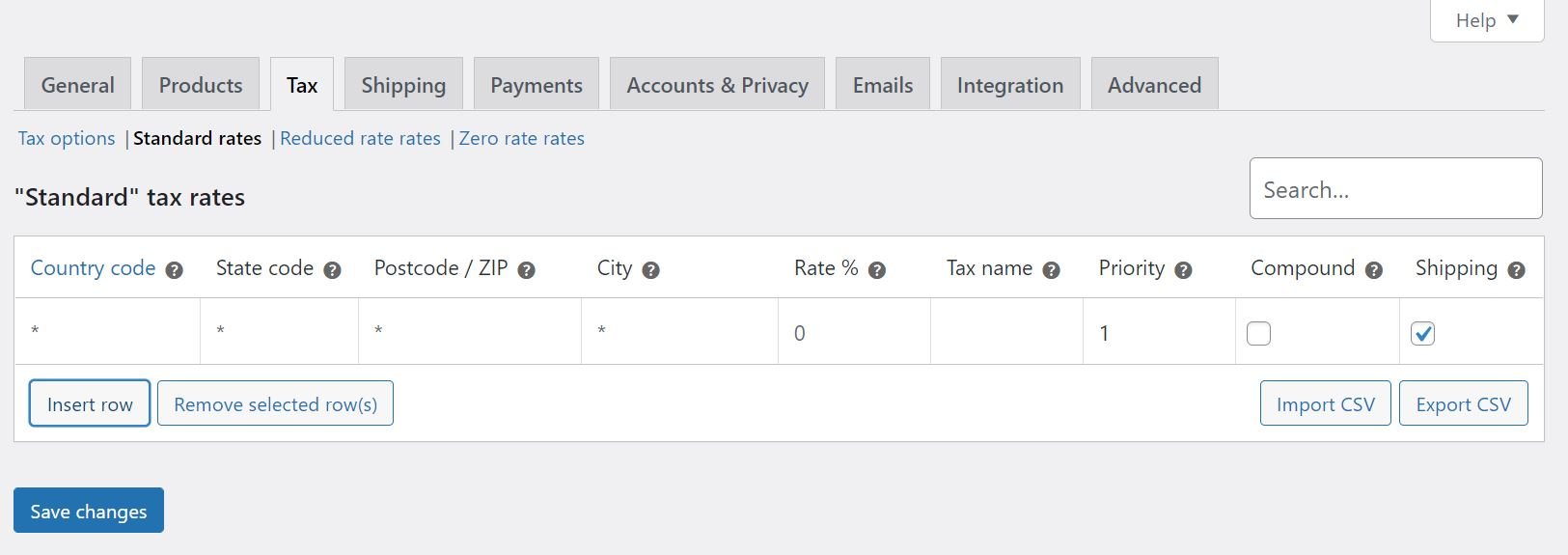 Configurarea tarifelor pentru taxele WooCommerce