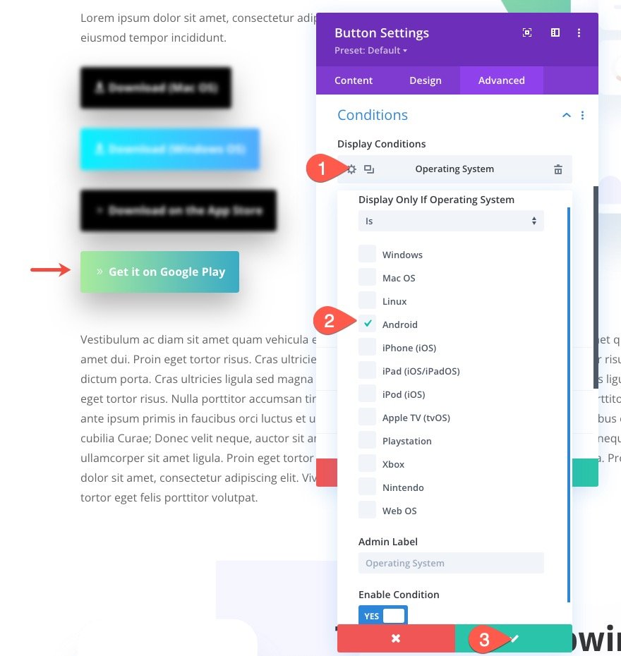 diviでそれぞれのオペレーティングシステムのダウンロードボタンを表示する