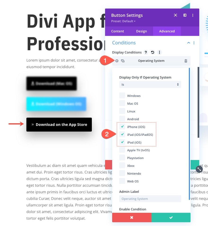diviでそれぞれのオペレーティングシステムのダウンロードボタンを表示する