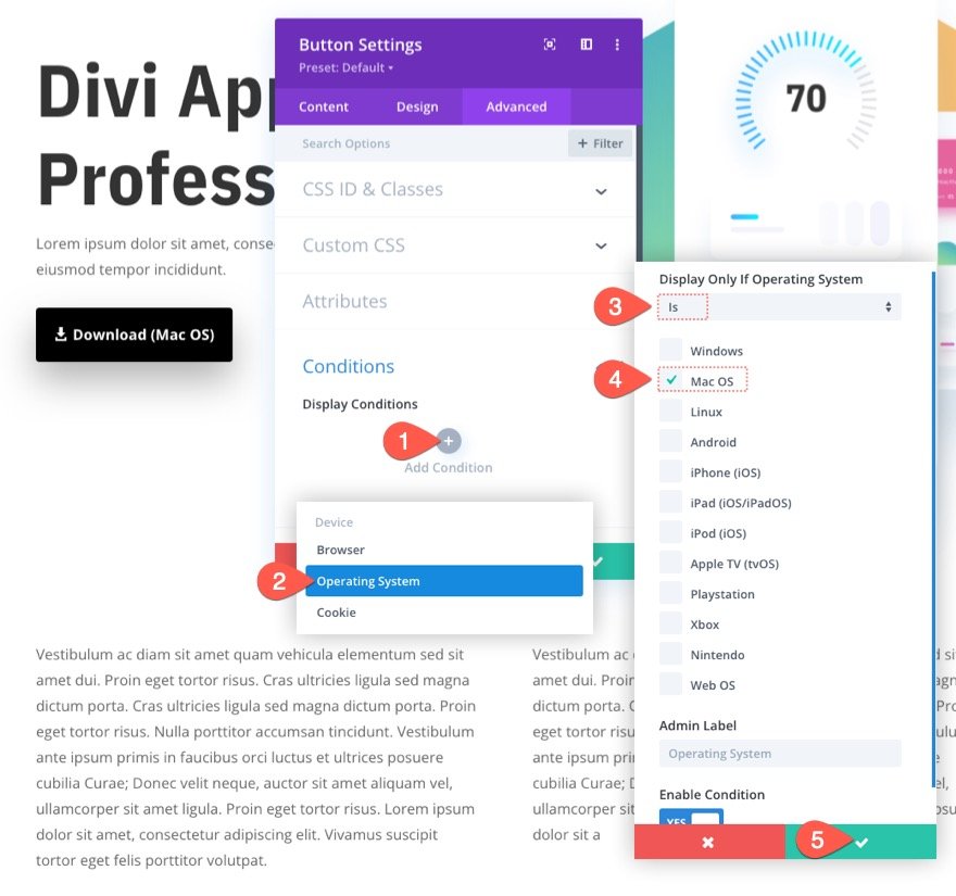 diviでそれぞれのオペレーティングシステムのダウンロードボタンを表示する