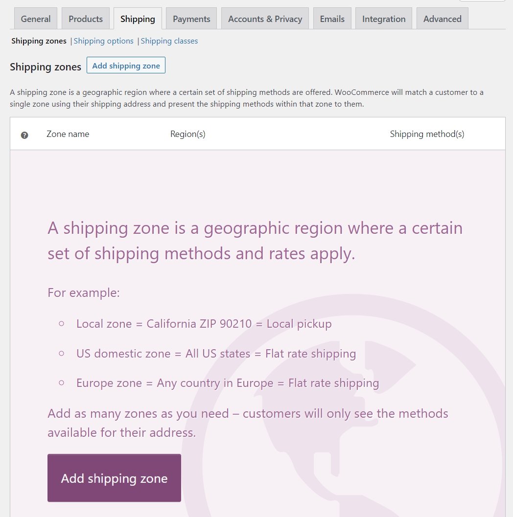 在 WooCommerce 中配置運輸區域