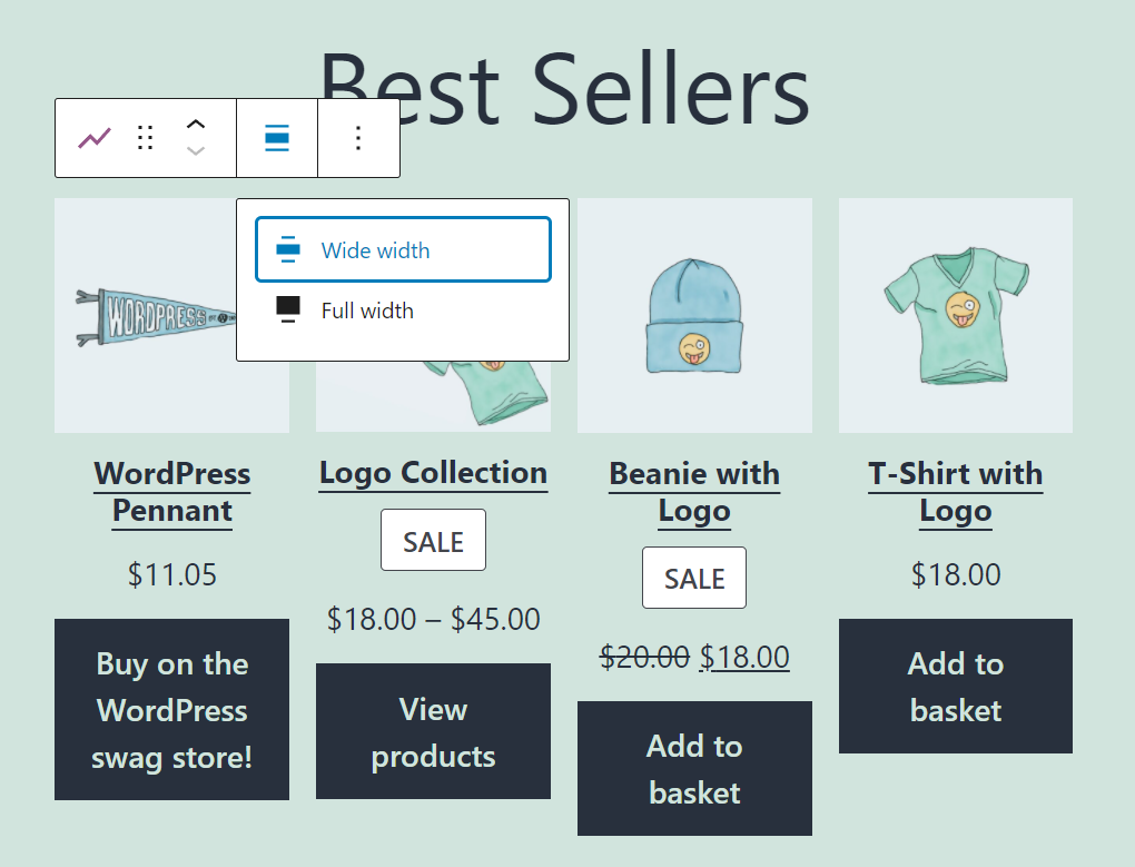 Изменение ширины блока самых продаваемых товаров в WooCommerce