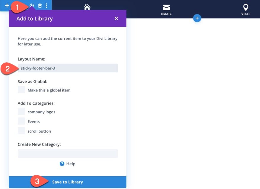 barre a piè di pagina adesive divi mobile