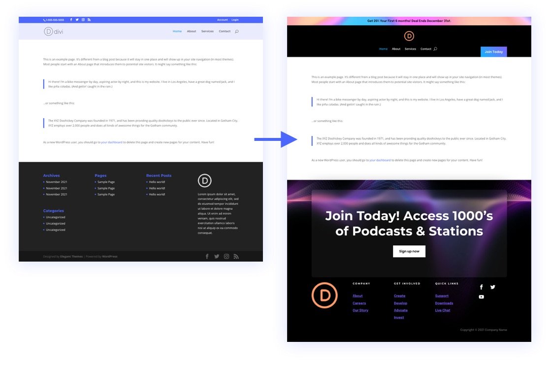 paket header footer divi black friday