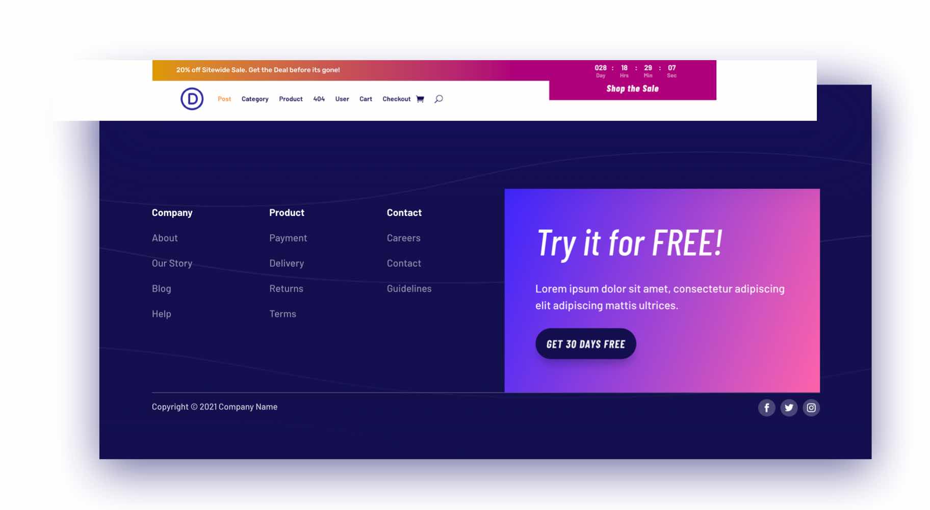 paket header footer divi black friday