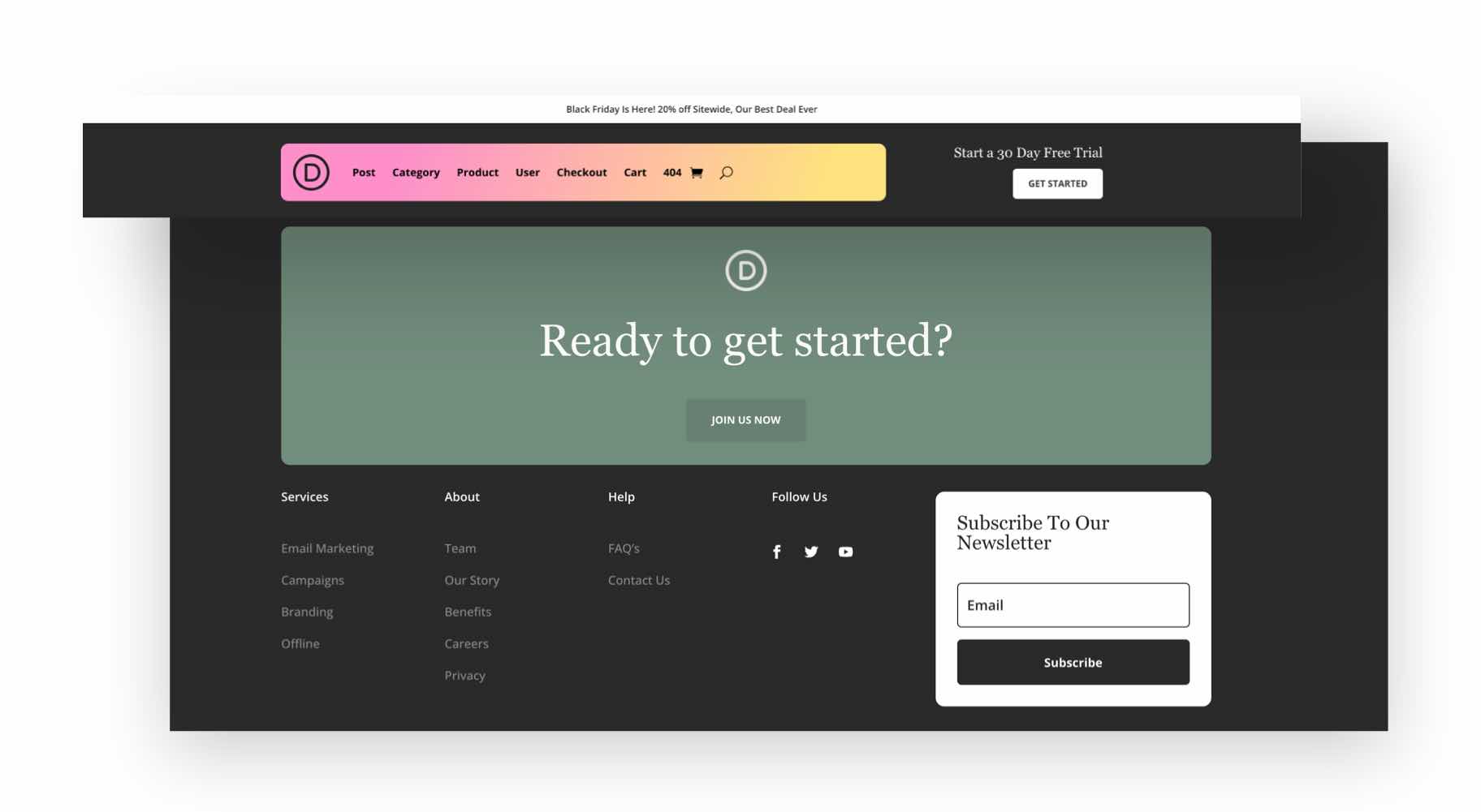 paket header footer divi black friday