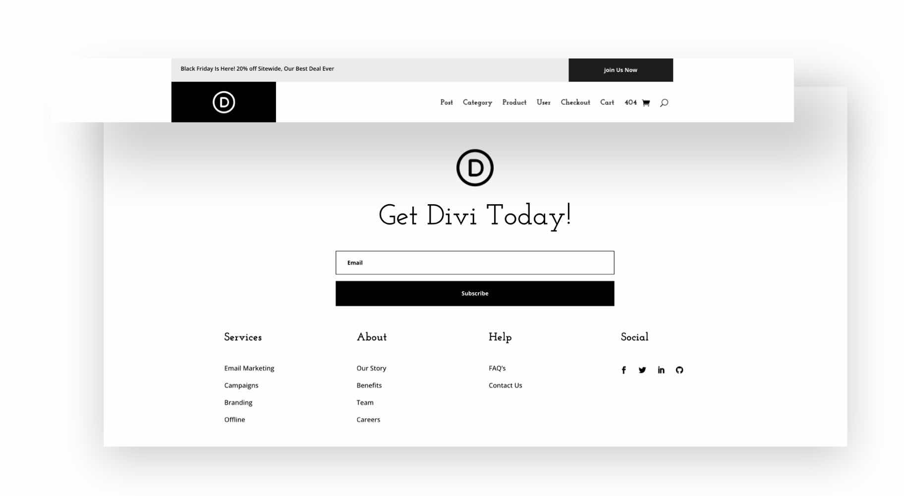 paket header footer divi black friday