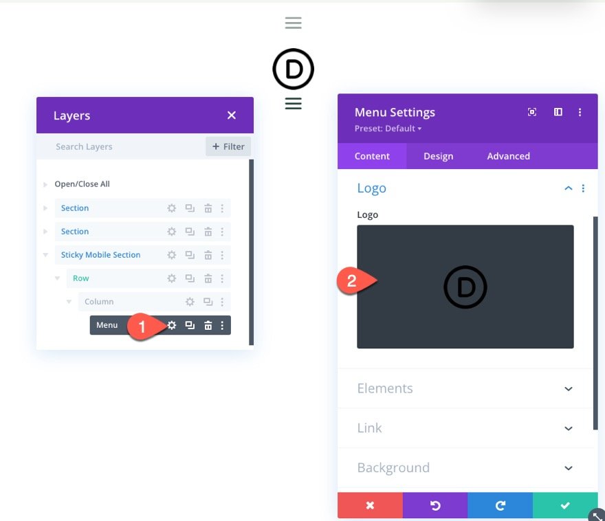 En-tête collant Divi pour mobile