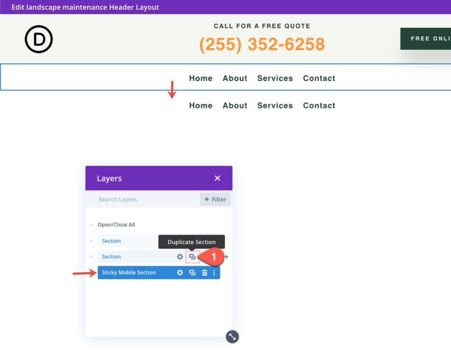 En-tête collant Divi pour mobile