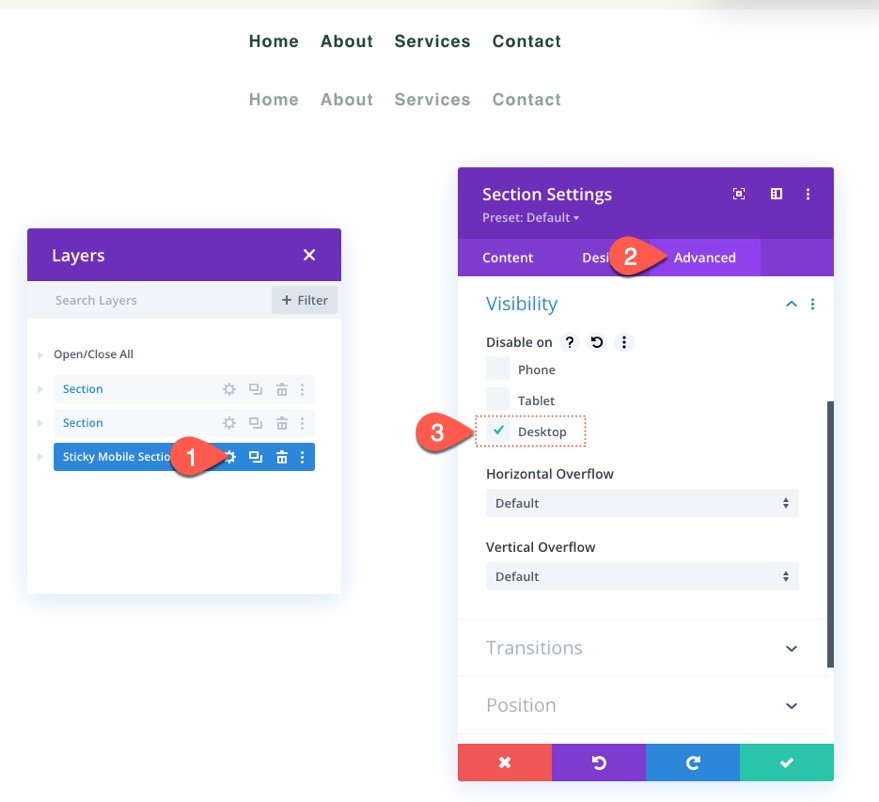 En-tête collant Divi pour mobile
