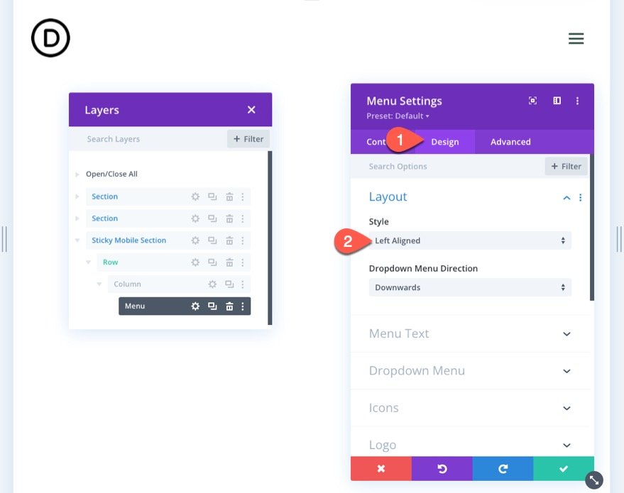 En-tête collant Divi pour mobile
