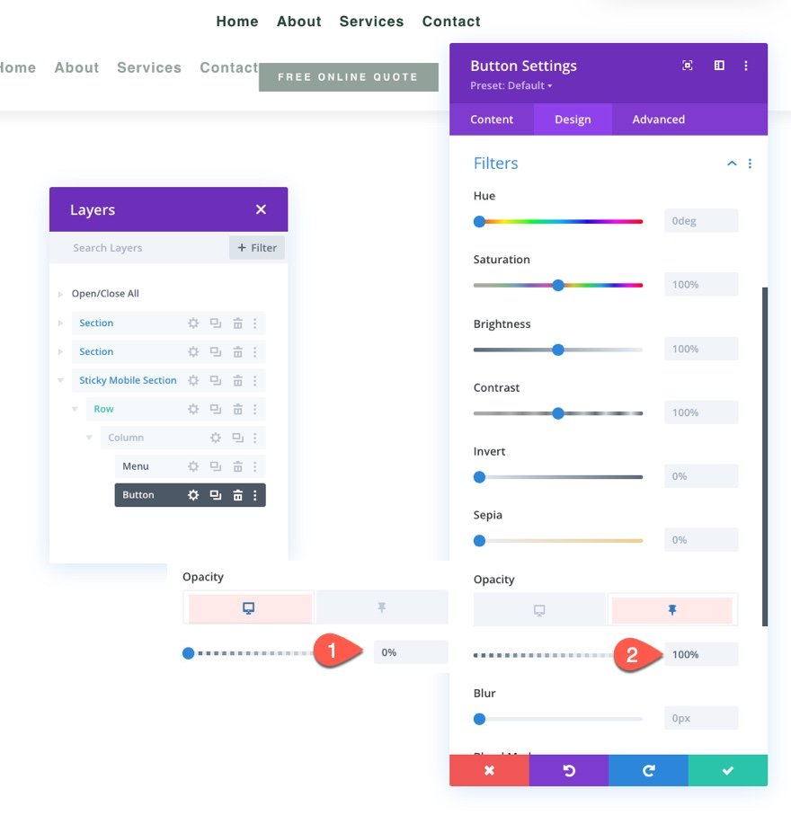 En-tête collant Divi pour mobile
