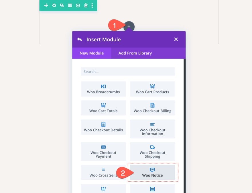 Șablon de pagină de coș Divi WooCommerce