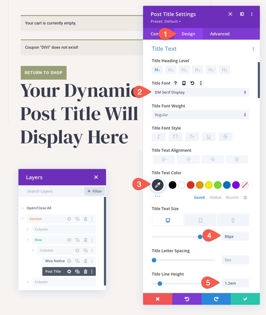 Șablon de pagină de coș Divi WooCommerce