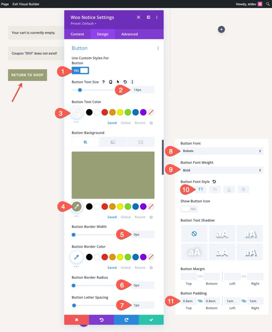 Șablon de pagină de coș Divi WooCommerce