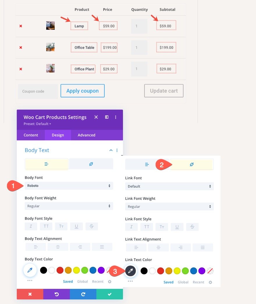 Șablon de pagină de coș Divi WooCommerce
