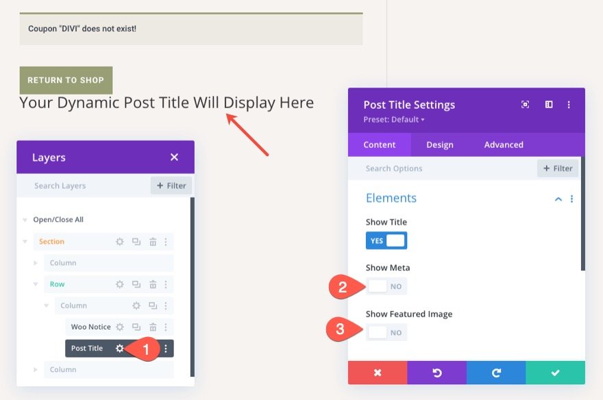 Șablon de pagină de coș Divi WooCommerce