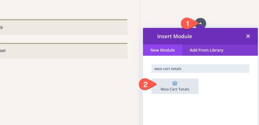 Șablon de pagină de coș Divi WooCommerce