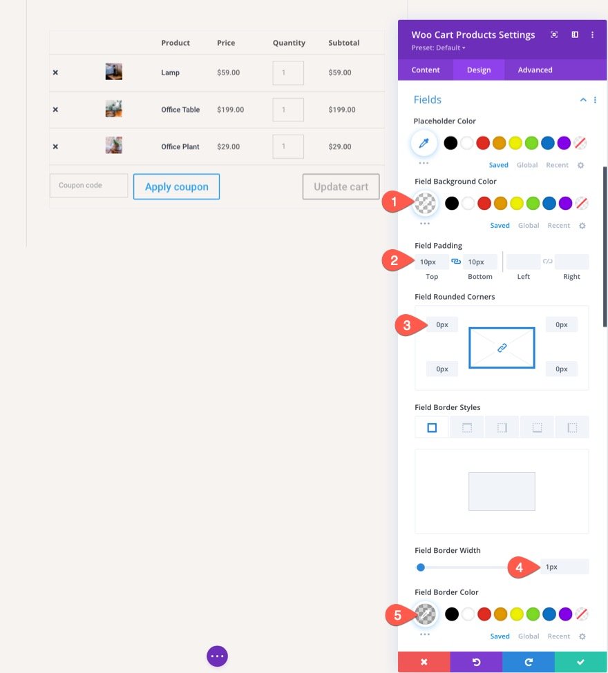 Șablon de pagină de coș Divi WooCommerce