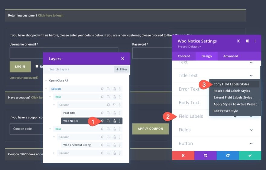Divi 的 woocommerce 结帐页面模板