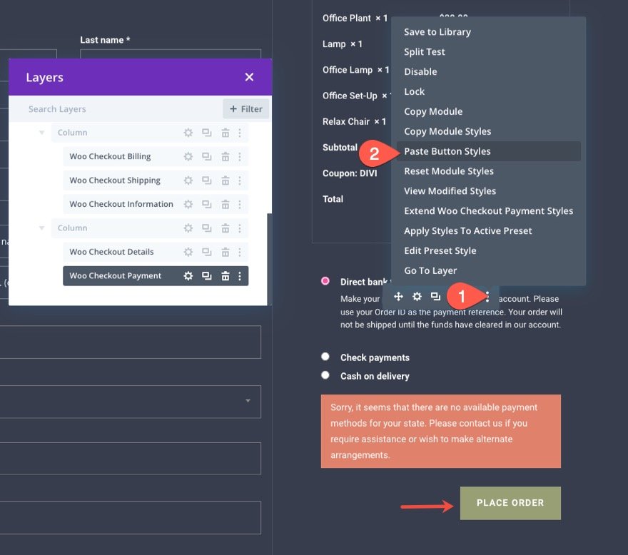 Divi 的 woocommerce 结帐页面模板