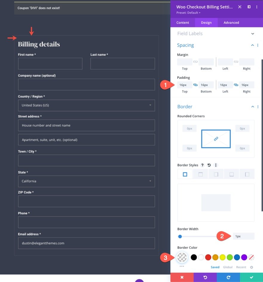 Divi 的 woocommerce 结帐页面模板