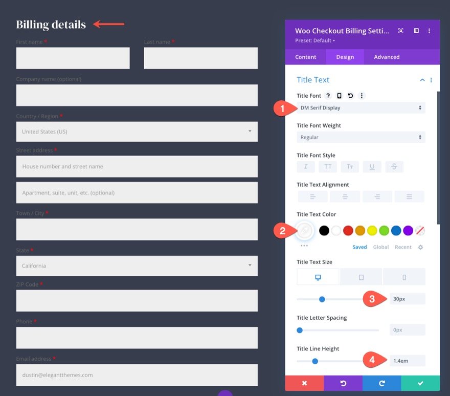 Divi 的 woocommerce 结帐页面模板