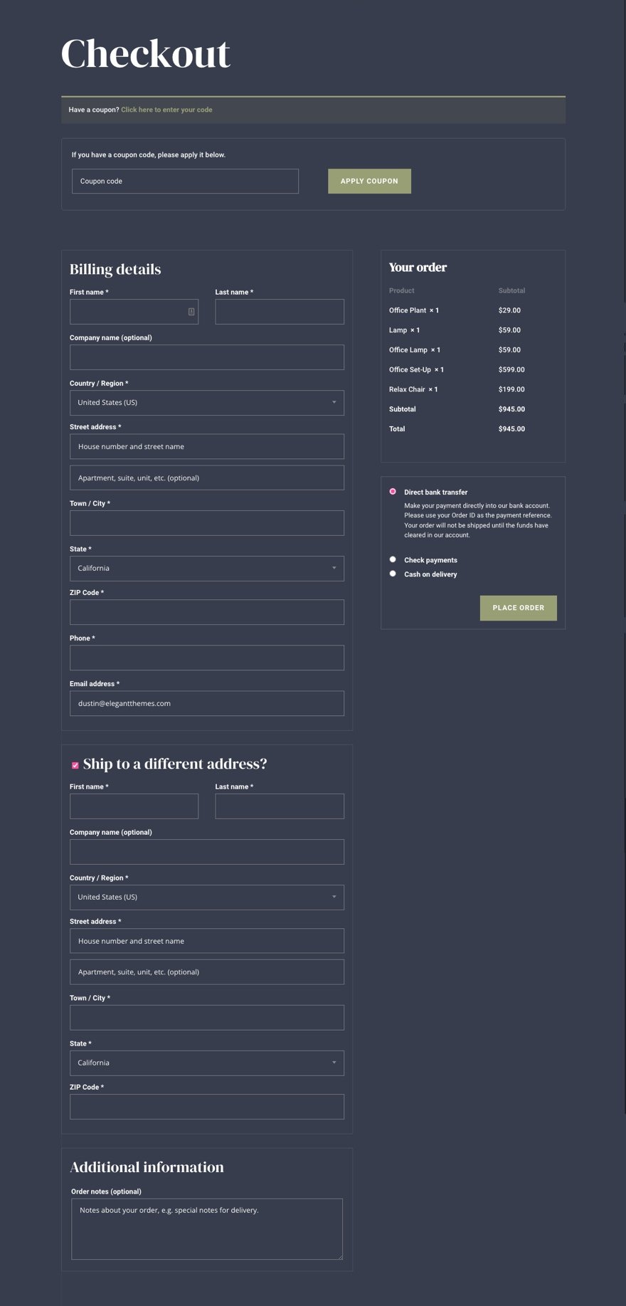 Divi 的 woocommerce 结帐页面模板