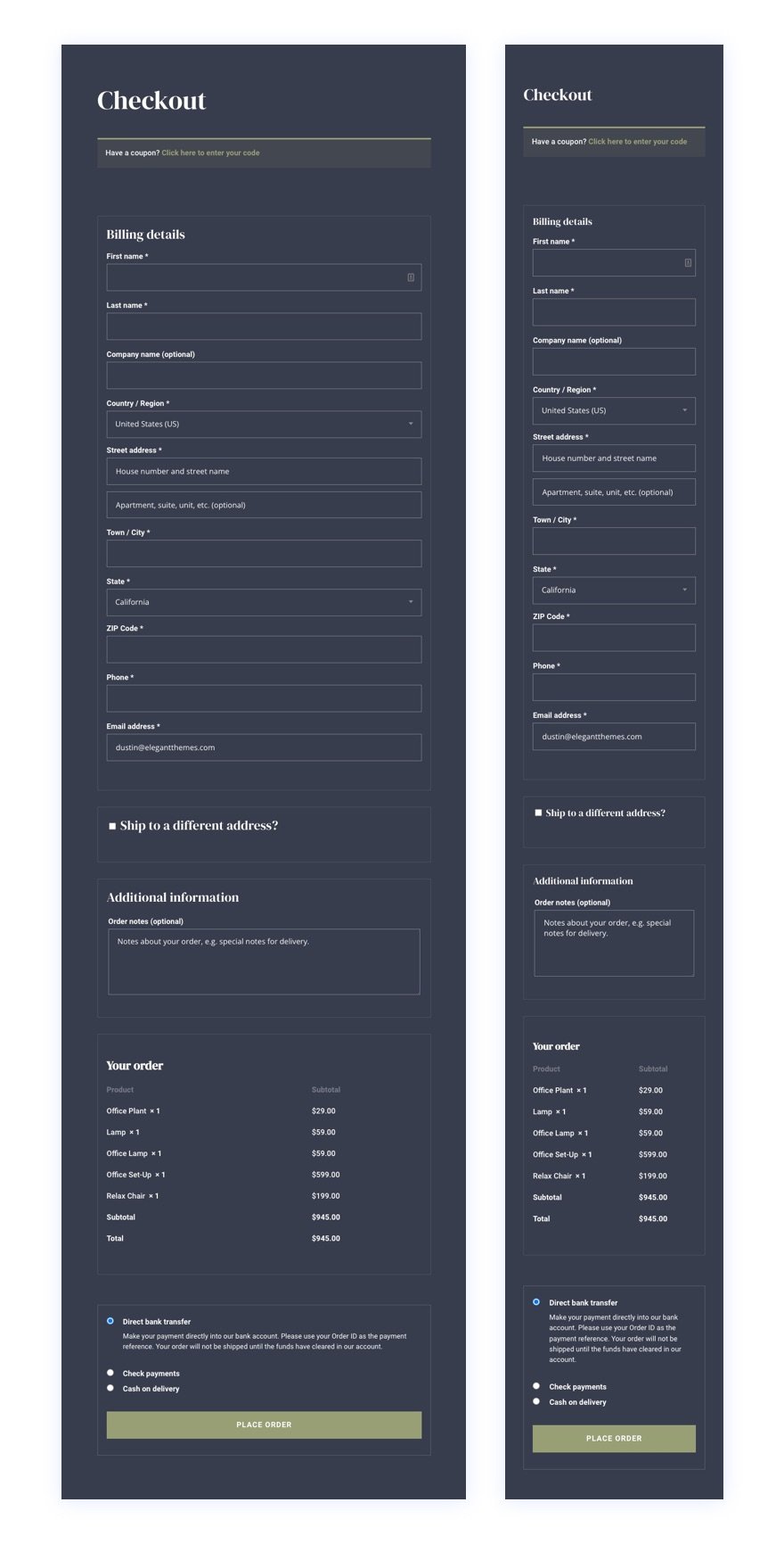Divi 的 woocommerce 结帐页面模板